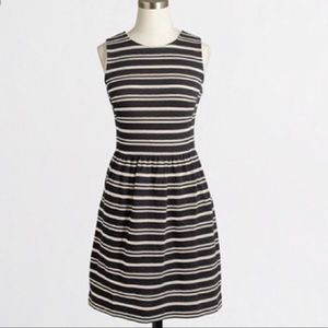 J Crew striped sleeveless pleated ponte dress
